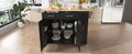K&K Kitchen Island With Drop Leaf, Kitchen Storage Cart With 3 Tier Pull Out Cabinet Organizer, Internal Storage Rack, Rolling Kitchen Cart On Wheels With Towel Rack, 2 Drawers, For Kitchen, Black Black Brown Kitchen Classic,Farmhouse,Luxury,Modern