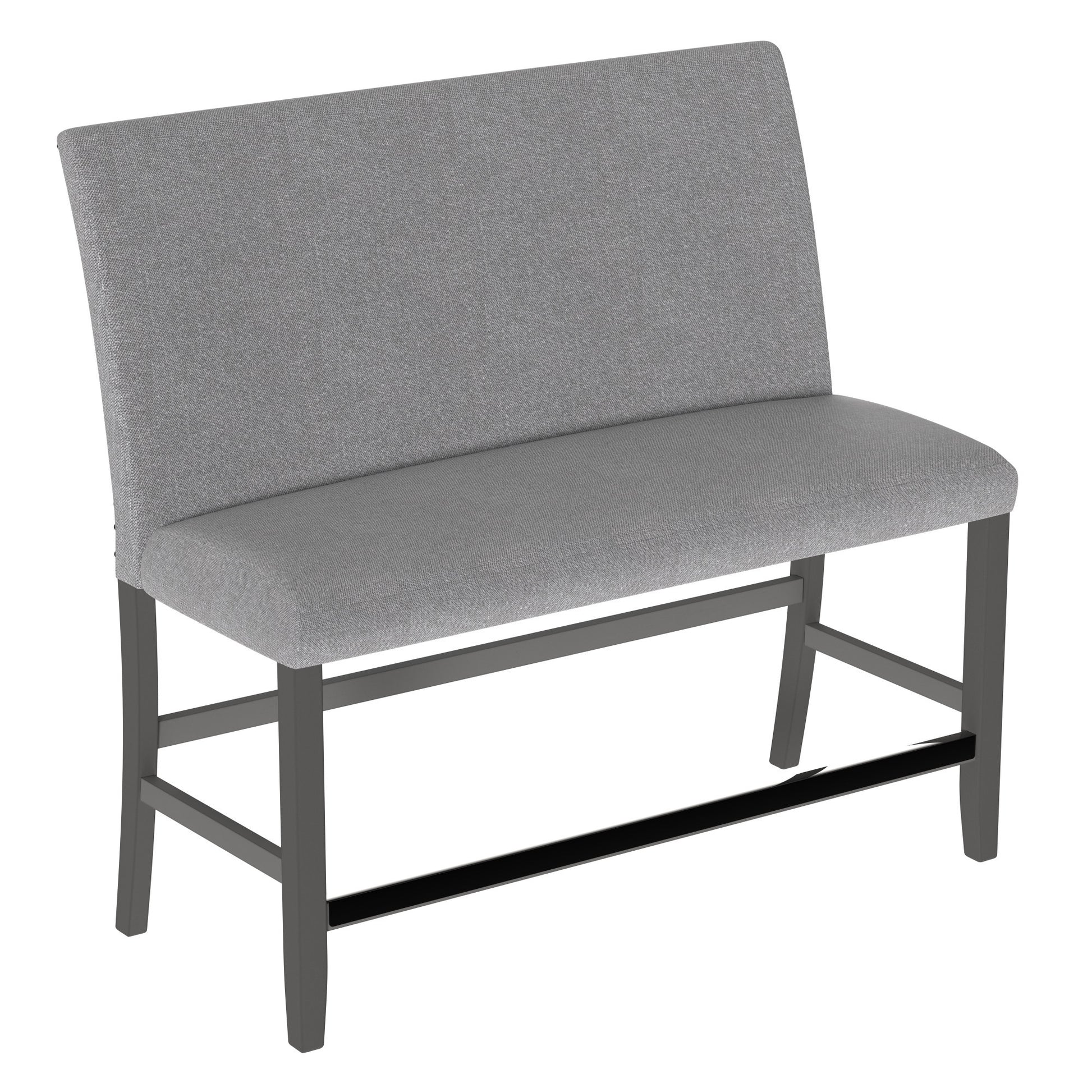 Glimm Gray Upholstered Bench With Back Gray Foam Engineered Wood
