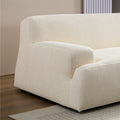 Wks9 White Sofadurable Fabric, Solid Wood Frame, High Density Sponge Filler White Fabric 3 Seat