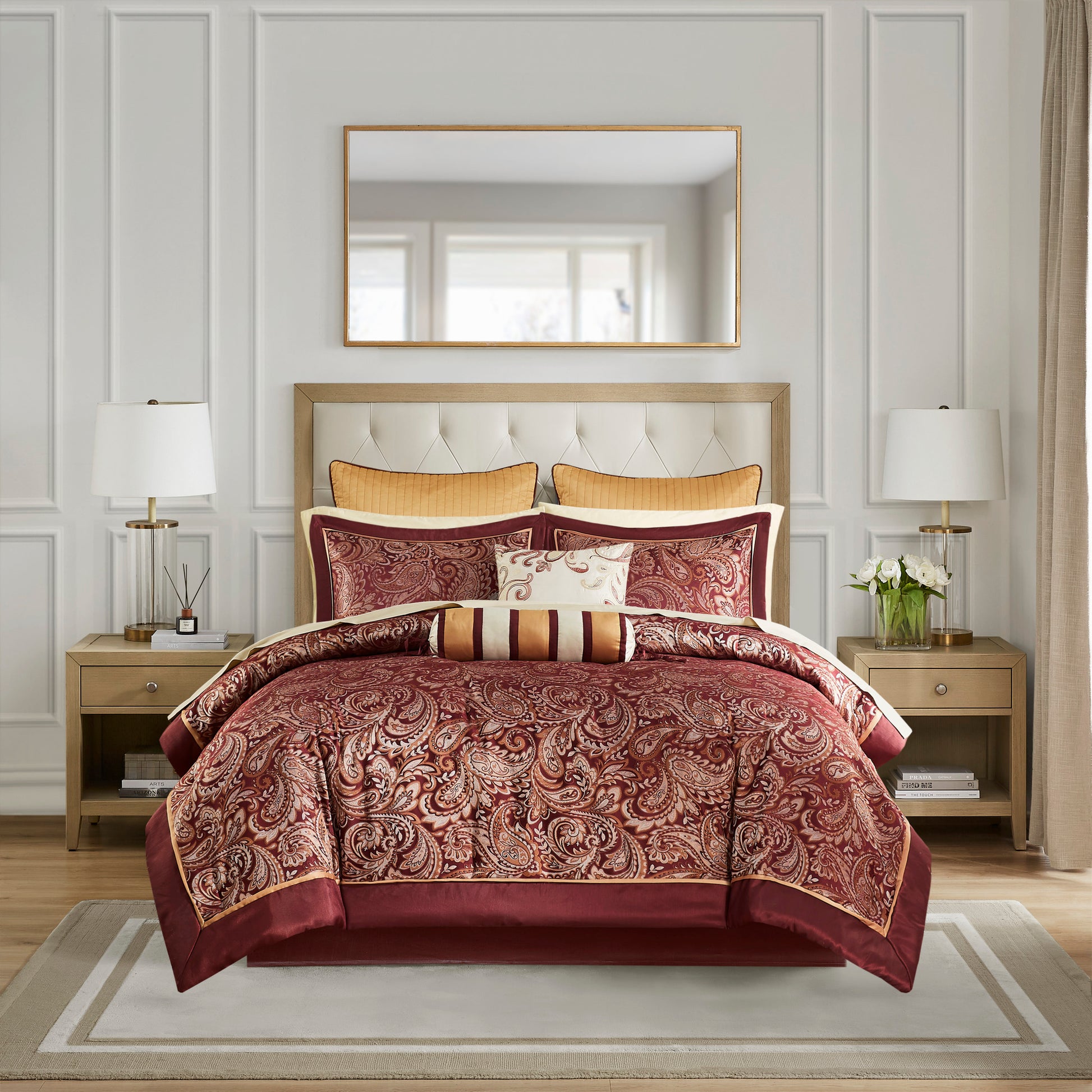 12 Piece Comforter Set With Cotton Bed Sheets Red Queen Queen Red Cotton