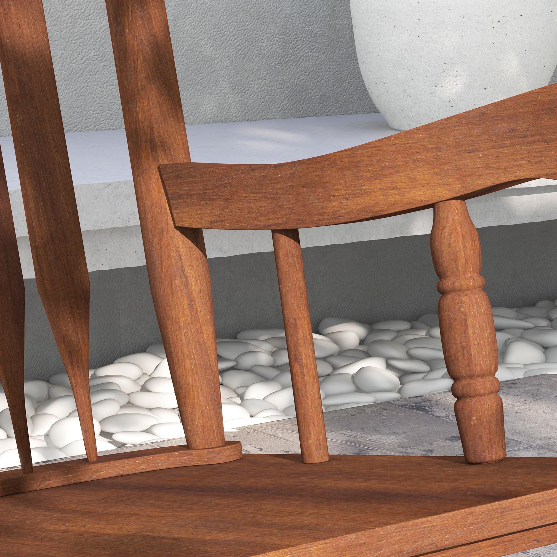 Outsunny Outdoor Wood Rocking Chair, 350 Lbs. Porch Rocker With High Back For Garden, Patio, Balcony, Teak Natural Wood