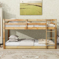 Solid Woodensolid Rubber Wooden Twin Over Twin Loft Bed With Ladder ,Upper And Bottom Bed Platforms Crafted With Strengthened Slats ,Natural Twin Natural Rubber Wood