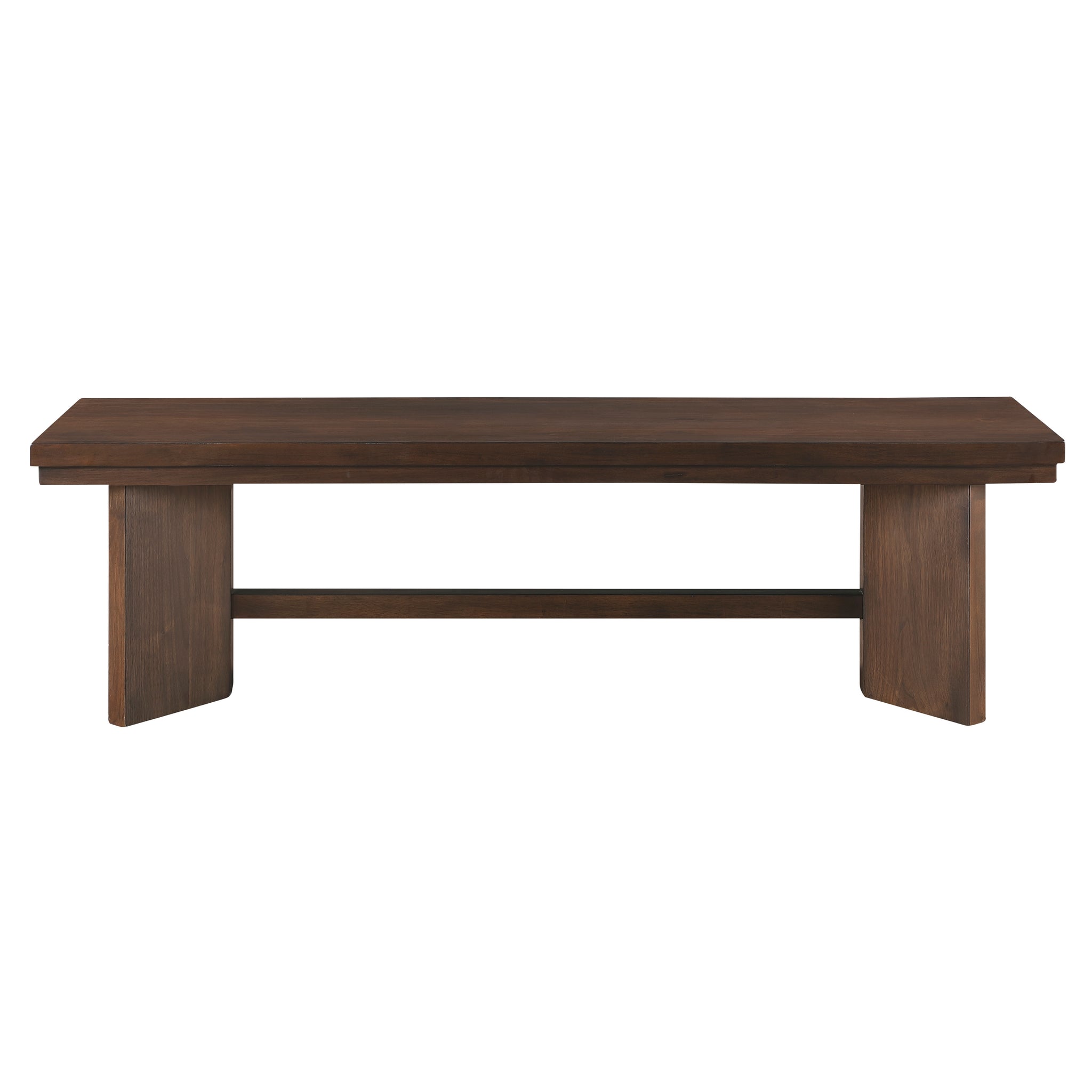 Walnut Finish Wood Bench 1Pc V Angled Design Base Dining Bench Modern Furniture Walnut Dining Room Wood