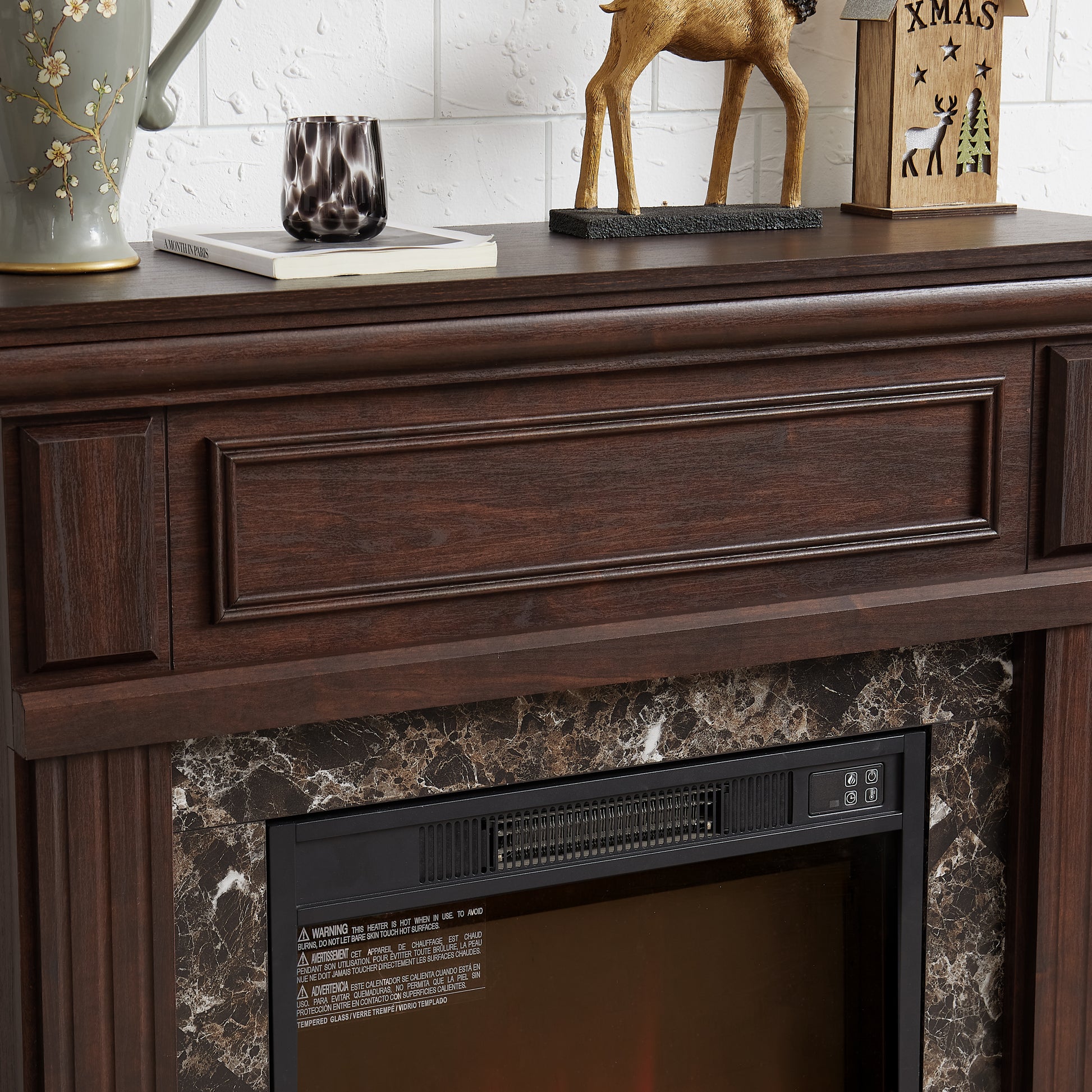 Electric Fireplace With Mantel,Fireplace Mantel Surround With 23" Fireplace Insert, Adjustable Flame, Remote Control, Cherry,41.34"W*14"D*40"H Cherry Mdf
