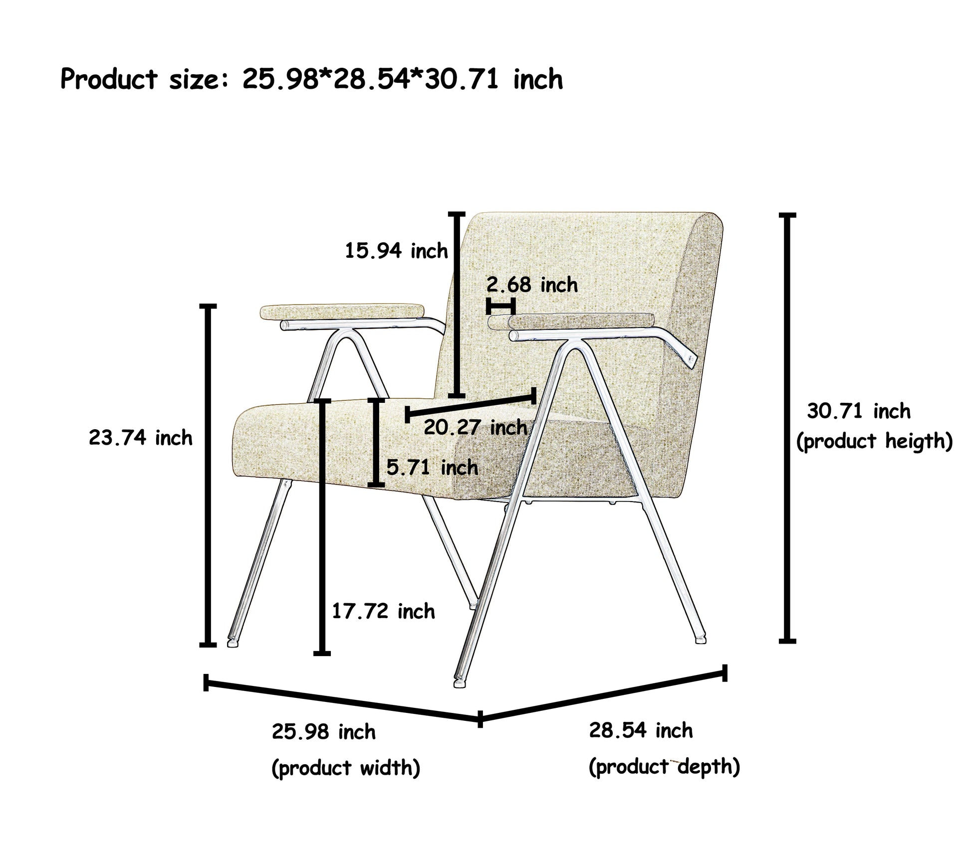 Fx P91 Wt Sofa Chair Modern White Accent Chair With Metal Frame Stylish Upholstered Single Sofa, Perfect For Living Room, Bedroom, And Office Decor Temu Suitable White Linen