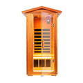 Outdoor Khaya Wood One Person Far Infrared Sauna Room Natural Wood Metal & Wood