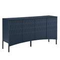 Elegant Sideboard Featuring Curved Bottom Doors With Arched Groove Design In A Stylish Four Door Layout,Suitable For Living Rooms,Entrance And Study Navy Blue Primary Living Space American Design Mdf