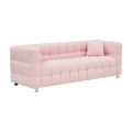 Pink Teddy Fleecesofa 80 Inch Discharge In Living Room Bedroom With Two Throw Pillows Hardware Foot Support Pink Polyester Blend 3 Seat