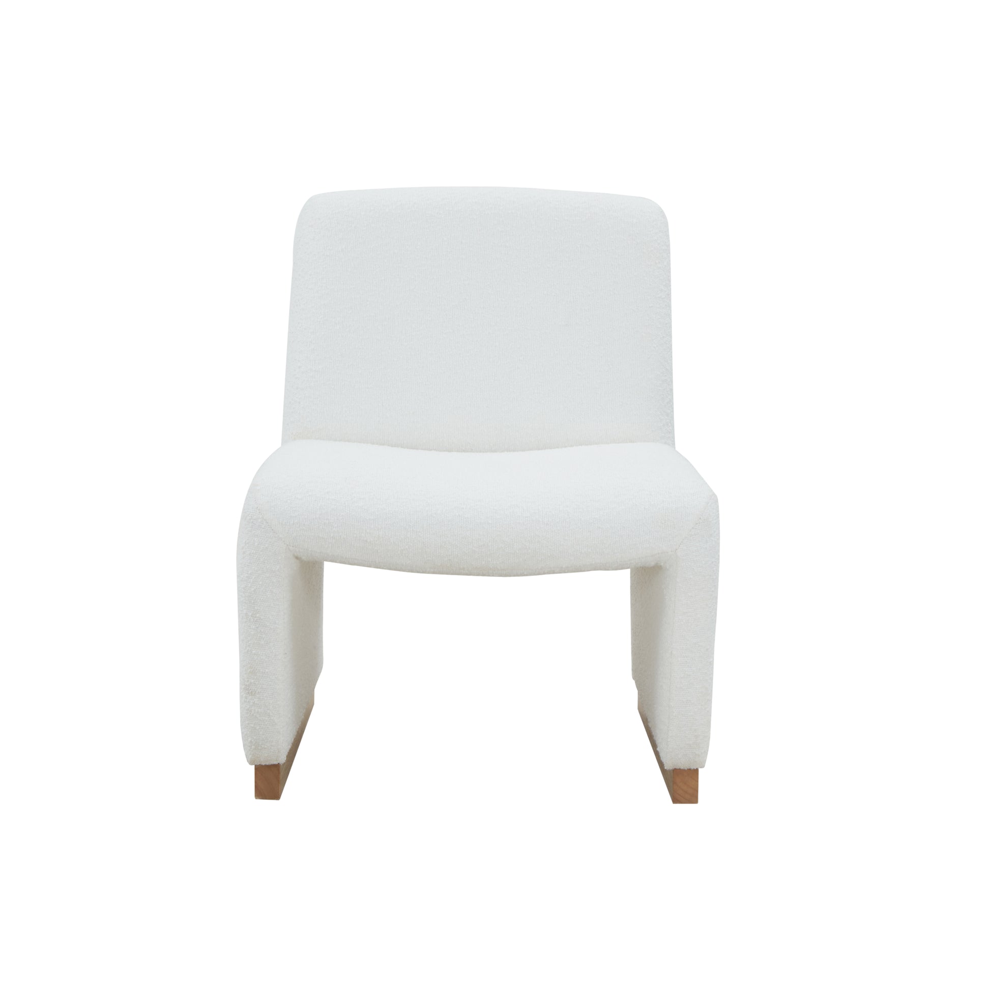 Comfy Accent Chair, Upholstered Slipper Chair, Armless Chair With Wood Legs And Soft Fabric For Living Room, Bedroom, White White Foam Wood Fabric