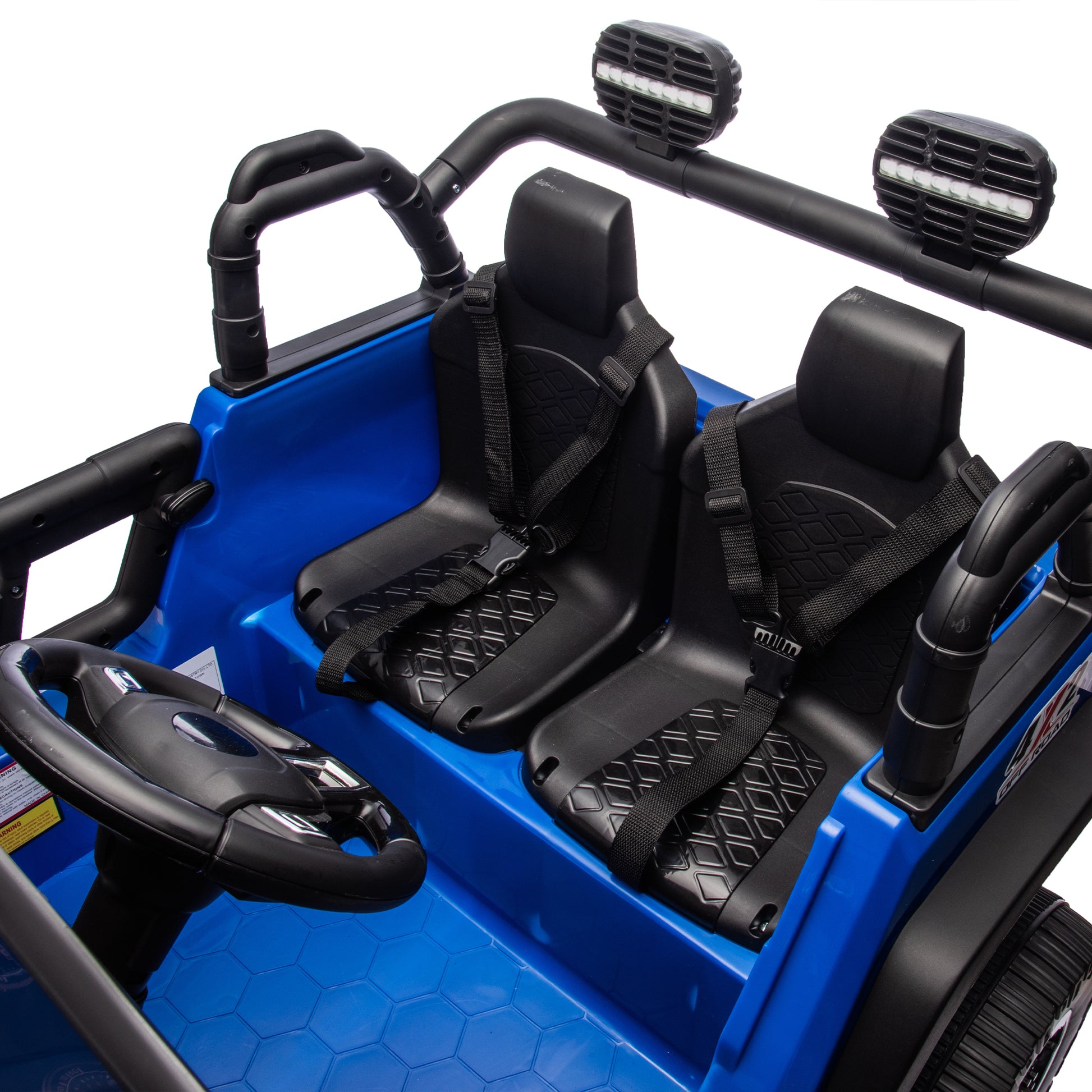 24V Two Seater Kids Ride On Truck Car W Parents Control,200W*2,Seat Width 20.28In,Four Wheel Suspension,Led Lights,Music,Mp3,Bluetooth,Two Independent Seat Belts,Suitable For Off Road For Kids Aged