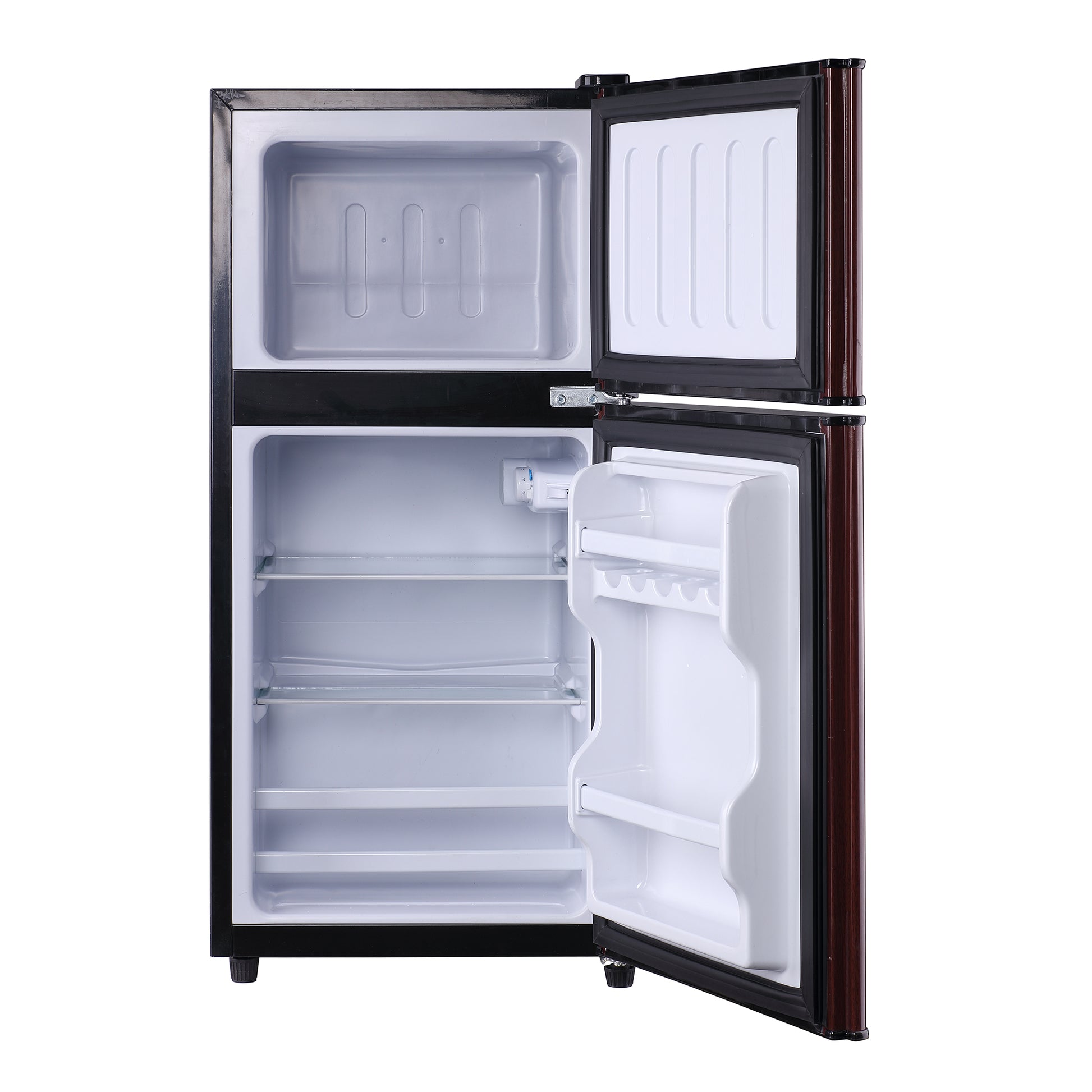 3.5Cu.Ft Compact Refrigerator Mini Fridge With Freezer, Small Refrigerator With 2 Door, 7 Level Thermostat Removable Shelves For Kitchen, Dorm, Apartment, Bar, Office, Wood Wood Kitchen Modern Abs Steel Q235