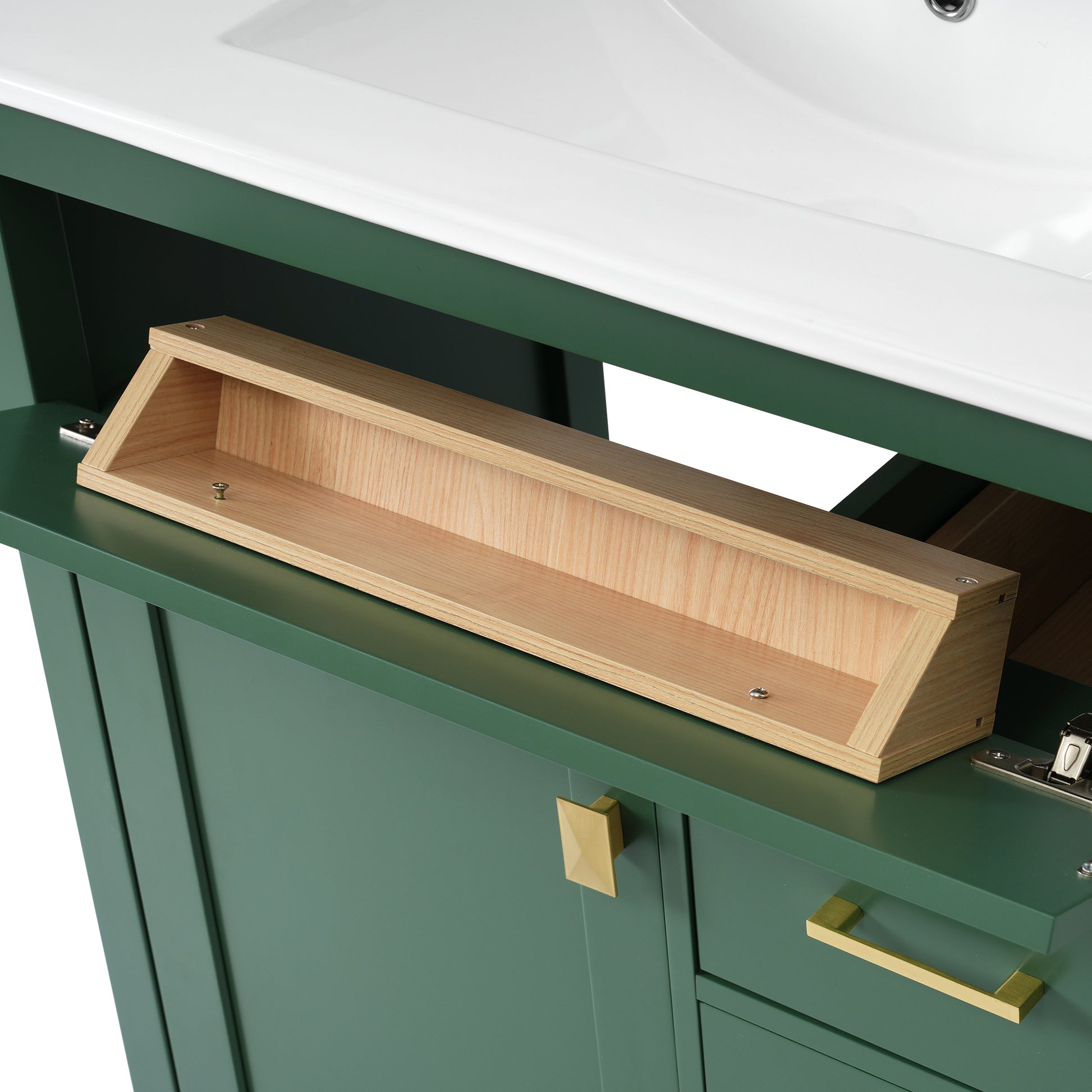 30 Inch Green Bathroom Vanity With Ceramic Sink And Large Storage Ideal Choice For Small Bathrooms Green Solid Wood Mdf