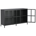 Heavy Duty Metal Modern Sideboard Buffet Cabinet With Storage Premium Steel Storage Cabinet ,Adjustable Feet,Glass Doors,Large Capacity Organizer For Living Room,Bed Room,Dining Room Accent Chests 3 4 Spaces Antique Black Primary Living Space Glass Doors