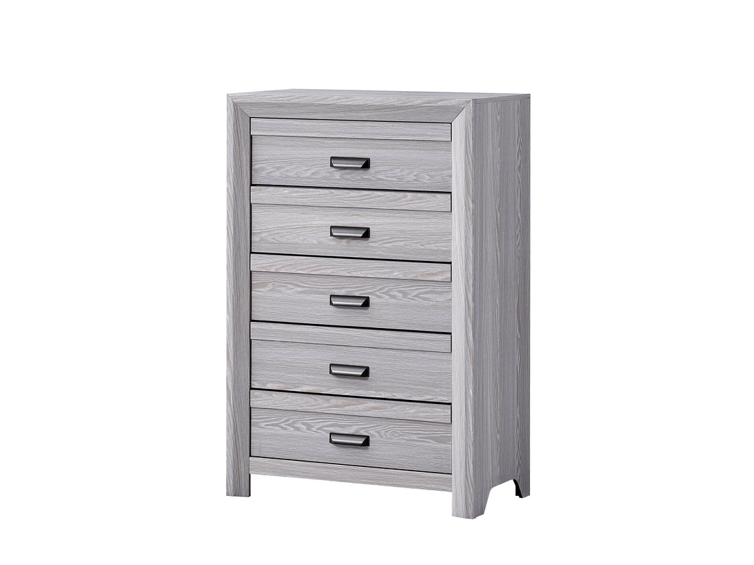 1Pc Contemporary Five Drawers Chest Gray Driftwood Finish Rustic Finish Bedroom Wooden Furniture Gray Bedroom Contemporary,Rustic Wood