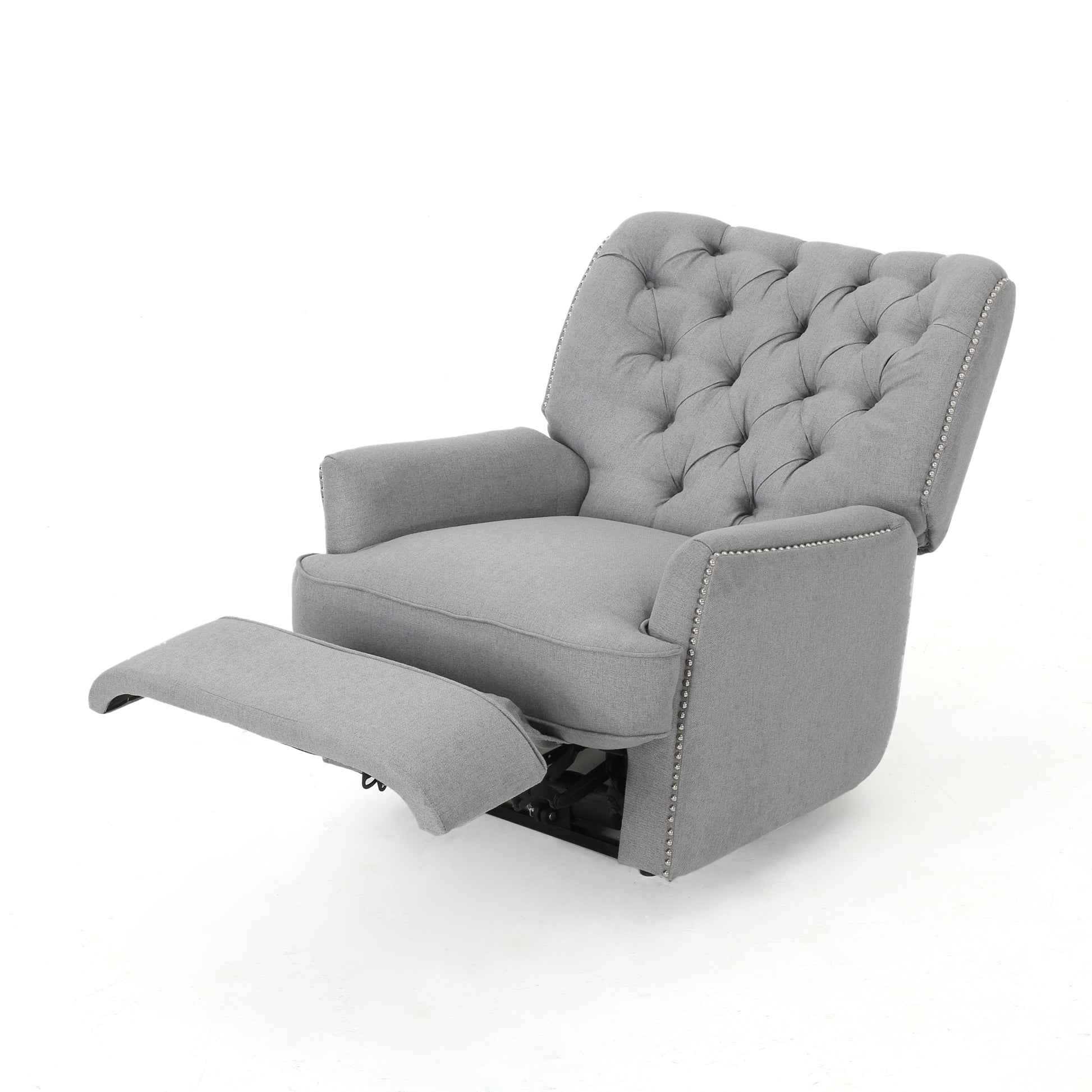 Indulge In Supreme Comfort: Electric Recliner Chair With Elegant Copper Accents And Soft Light Grey Upholstery Light Grey Fabric