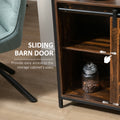 Homcom Industrial Sideboard Buffet Cabinet, Kitchen Cabinet With Sliding Barn Doors, Coffee Bar Cabinet With Stemware Racks, Drawer And Adjustable Shelves, Rustic Brown Rustic Brown Mdf Steel