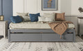 Twin Bed With 2 Drawers, Solid Wood, No Box Spring Needed ,Grey Old Sku:W50422208 Twin Grey Pine