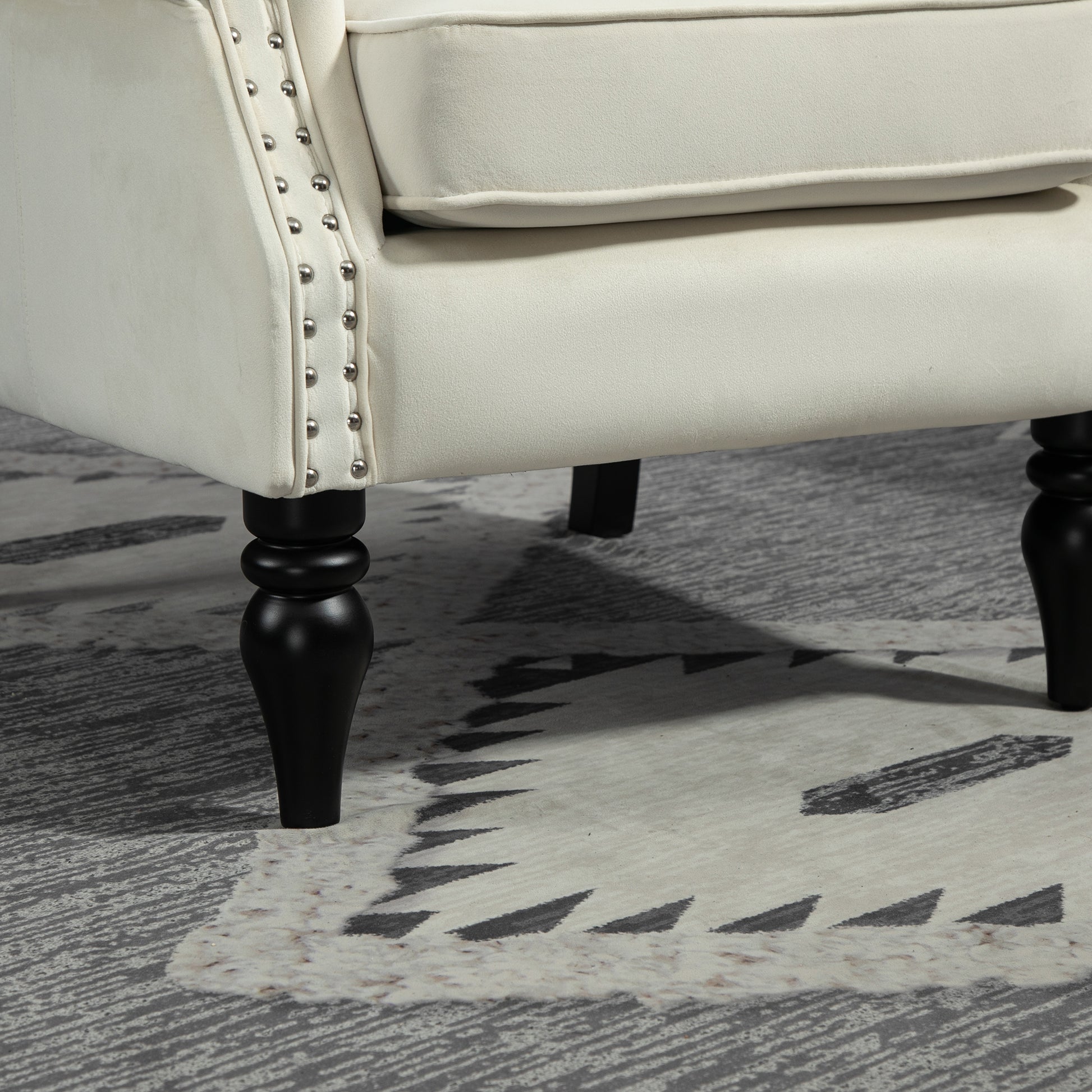 Coolmore Wood Frame Armchair, Modern Accent Chair Lounge Chair With Sturdy Wood Legs For Living Room Bedroom Beige Beige Primary Living Space Foam Velvet