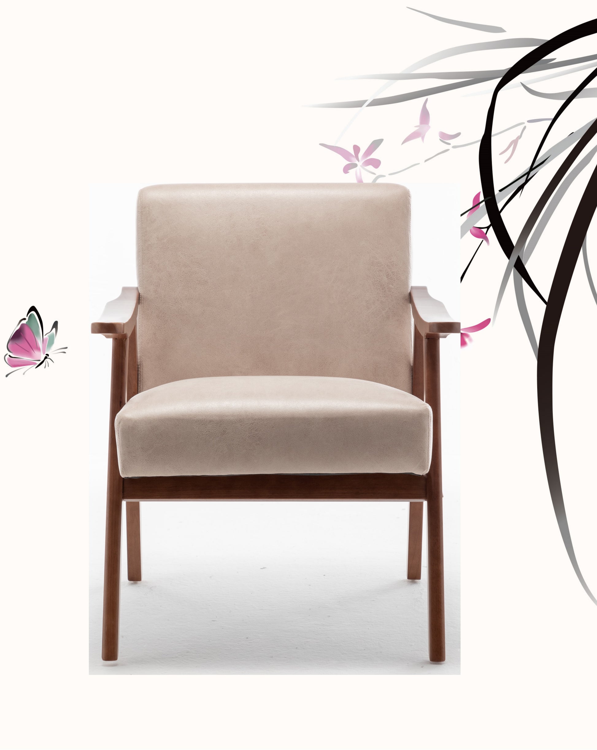 Accent Chair With Microfiber Upholstery And Solid Wood Frame, Classic Mid Century Modern Living Room Furniture For Extra Seating, Light Camel Light Camel Microfiber