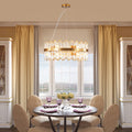 23.6 Inches Luxury Chandeliers Crystal Living Room Bedroom Decorative Lights Simple Modern Dining Room Led Lighting,For Home Decor Bulbs Not Included Golden Crystal Iron