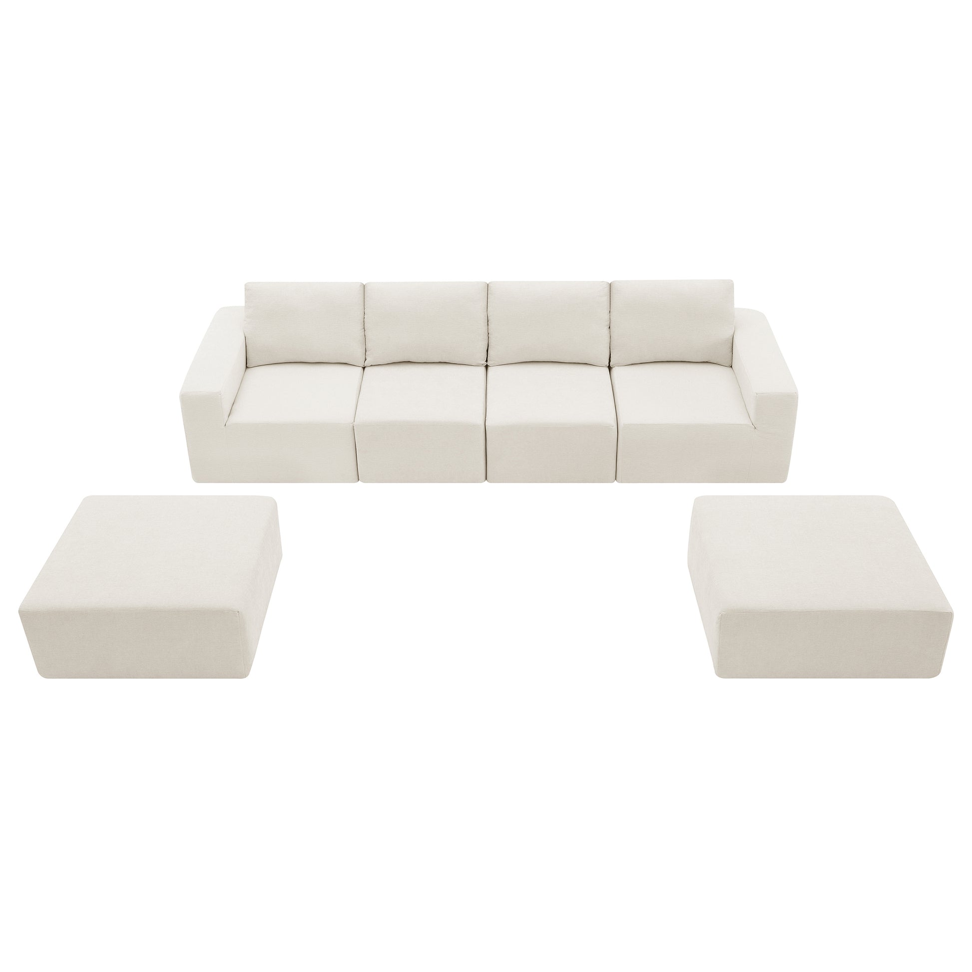 110*72" Modular U Shaped Sectional Sofa,Luxury Chenille Floor Couch Set,Upholstered Indoor Furniture,Foam Filled Sleeper Sofa Bed For Living Room,Bedroom,Free Combination,3 Colors Beige Polyester 6 Seat