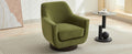 U Shaped Fully Assembled Swivel Chair Velvet Accent Chair Armchair Round Barrel Chair For Living Room Bedroom, Green Green Velvet