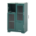 Wooden Floor Cabinet With 2 Glass Doors And 2 Storage Space,Blue Living Room Bathroom Entryway Green Green Mdf