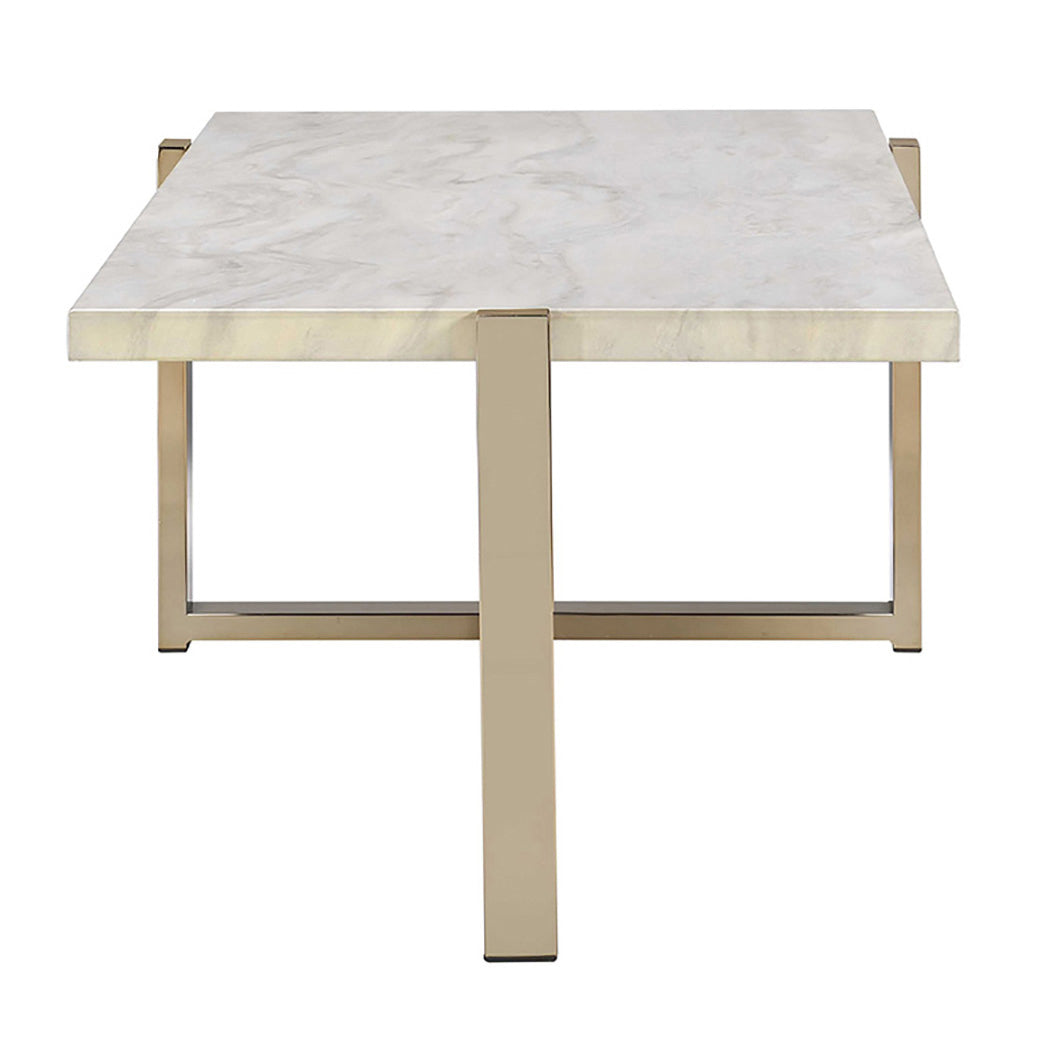 White And Champagne Coffee Table White Gold Marble Metal