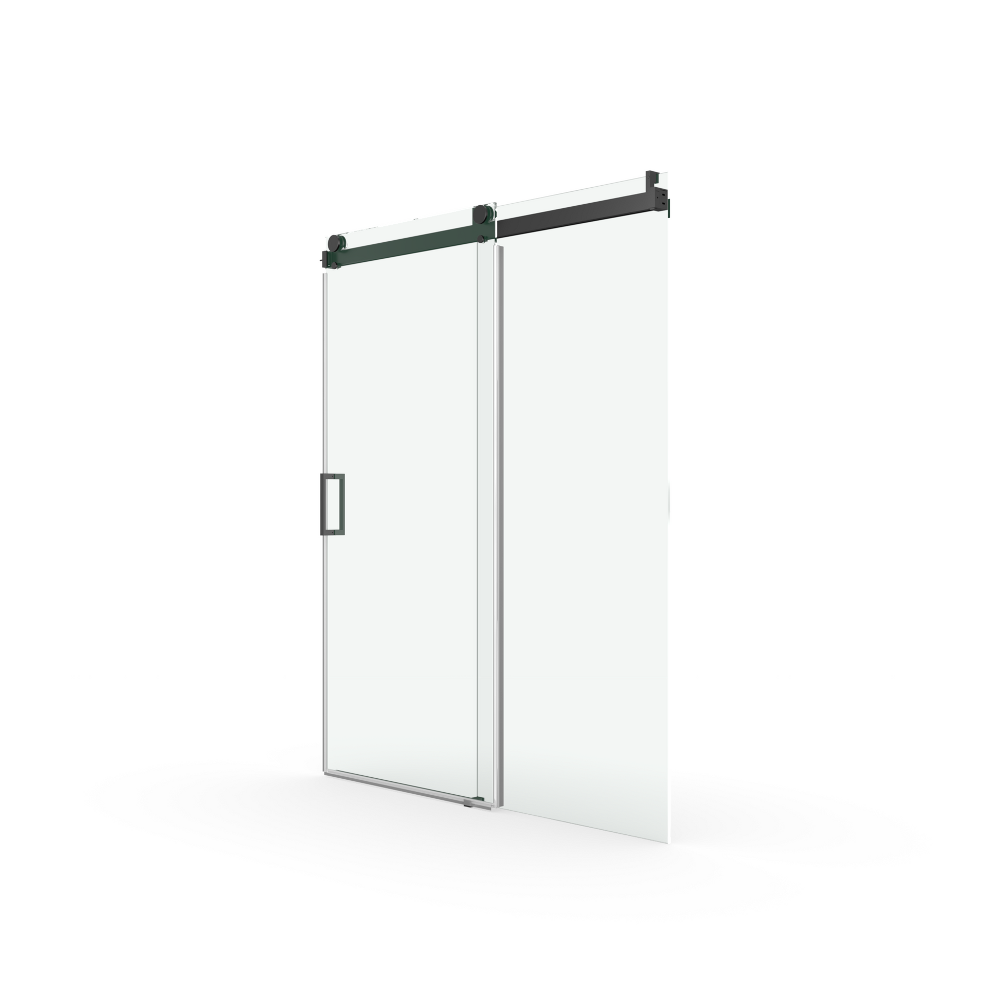 56" 60" W x 76" H Frameless Soft closing Single matte black-bathroom-tempered glass