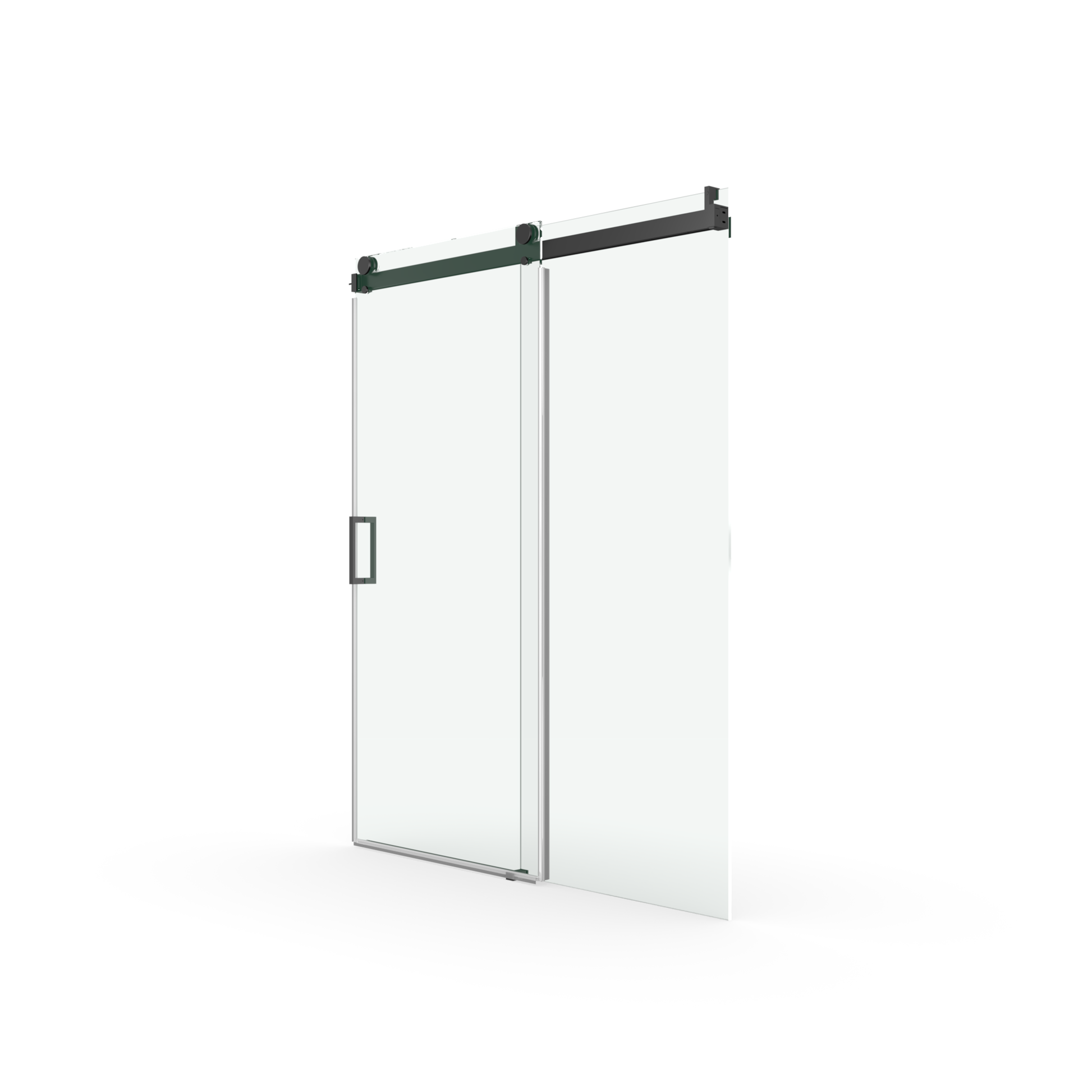 56" 60" W X 76" H Frameless Soft Closing Shower Door, 1 4" 6Mm Tempered Glass Single Sliding With Explosion Proof Coating, Matte Black 24D01 60Mbx Matte Black Bathroom Tempered Glass