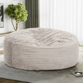 Classic 60 In. Large Corduroy Memory Foam Bean Bag, Living Room Round Lounger Sofa Chair, Taupe Taupe Polyester Primary Living Space Backless Soft Contemporary Armless Memory Foam Polyester