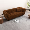 Wks13 Mid Century Modern Style: Camel Sofa Simple, Small Square Design, Velvet Fabric Texture Smooth, Retro Fashion, Solid Wood Feet, 2 People Design Camel Retro Fabric 2 Seat