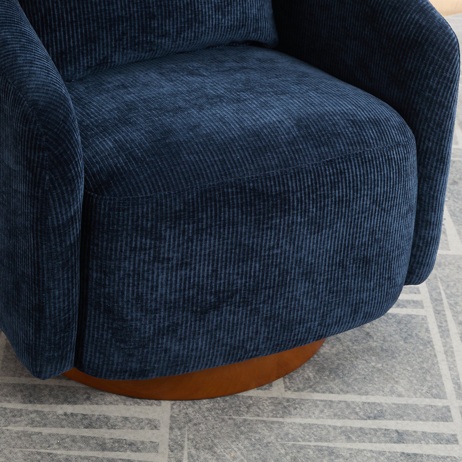 30.3"W Swivel Accent Barrel Chair And Comfy Round Accent Single Sofa Chair, 360 Degree Club Chair, Lounge Armchair For Living Room Bedroom Nursery.Navy Navy Chenille