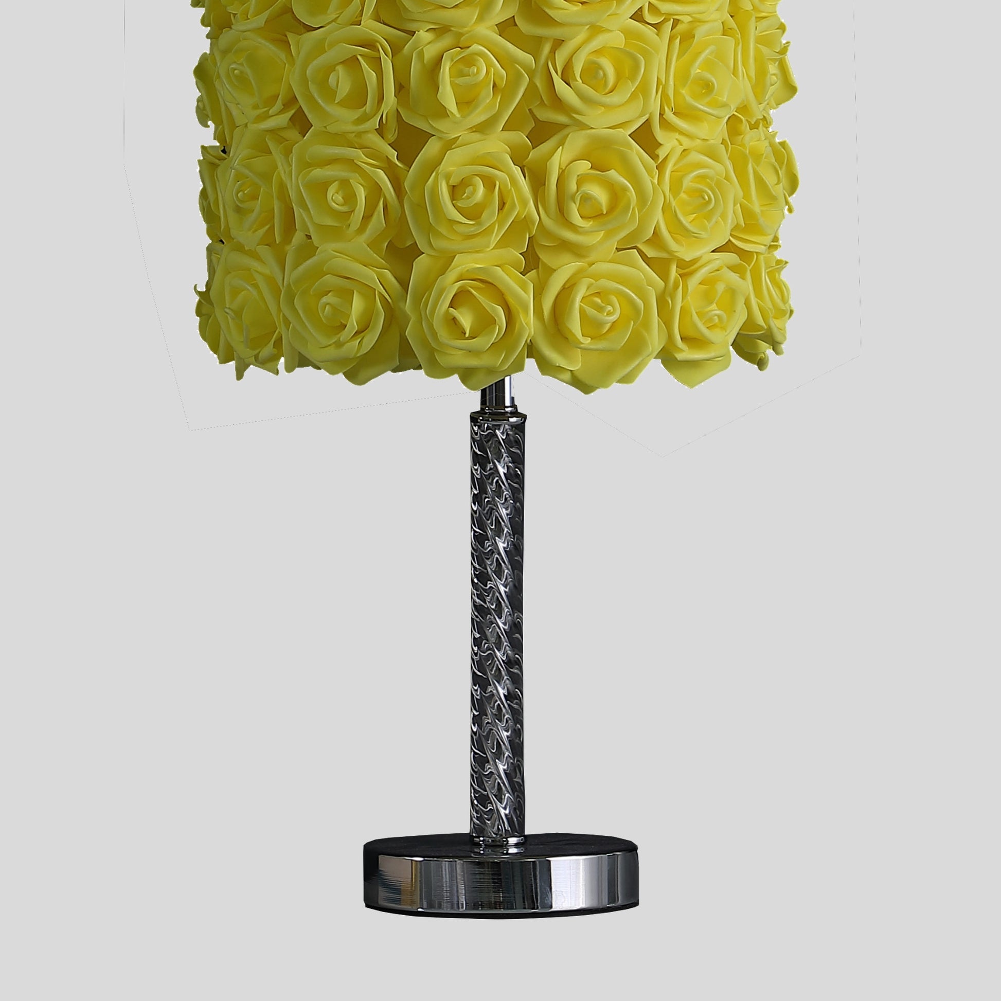 18.25" Yellow Roses In Bloom Acrylic Metal Table Lamp Multicolor Metal