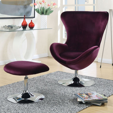 Purple Flannelette Fabric Accent Chair W Ottoman Contemporary Modern Living Room Furniture Chic High Back Chair Purple Primary Living Space Contemporary,Modern Fabric Metal