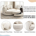 Orisfur. 360 Swivel Accent Barrel Chair With Storage Ottoman & 4 Pillows, Modern Chenille Leisure Chair Round Accent For Living Room, Cream Cream Foam Chenille