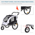 Aosom Dog Bike Trailer 2 In 1 Pet Stroller With Canopy And Storage Pockets, White White Steel