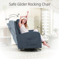 Jiada Upholstered Swivel Glider.Flannel Fabric.Rocking Chair For Nursery In Navy Blue.Modern Style One Left Bag Navy Blue Primary Living Space Foam Corduroy