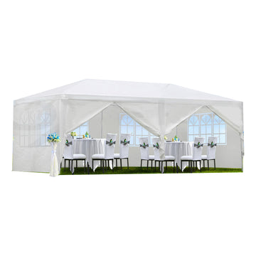 10X20' Wedding Party Canopy Tent Outdoor Gazebo With 6 Removable Sidewalls White Metal