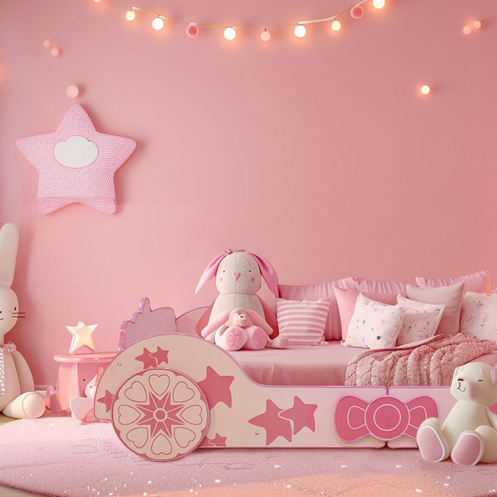 Little Star Cartoon Car Bed Twin Pink Mdf