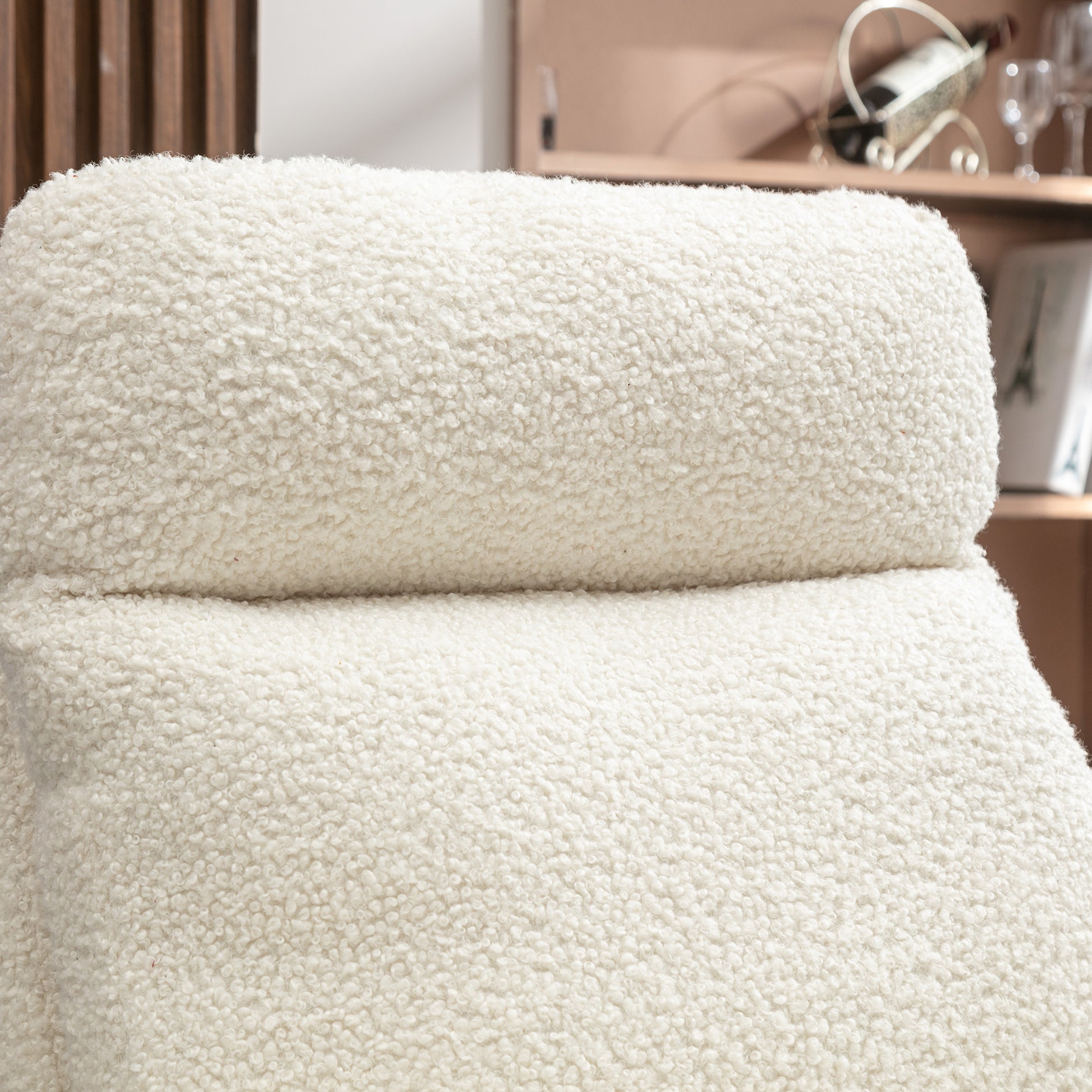 Jiada Upholstered Swivel Glider.Rocking Chair For Nursery In White Teddy.Modern Style One Left Bag White Teddy Primary Living Space Foam Metal