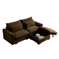 Sectional Sofa Comfy Corduroy Couch For Living Room With Pillows And Round Armrests, Modern Corduroy Sofa Sleeper Deep Couches With Storage Ottoman Brown, 2 Seat Brown Corduroy 2 Seat