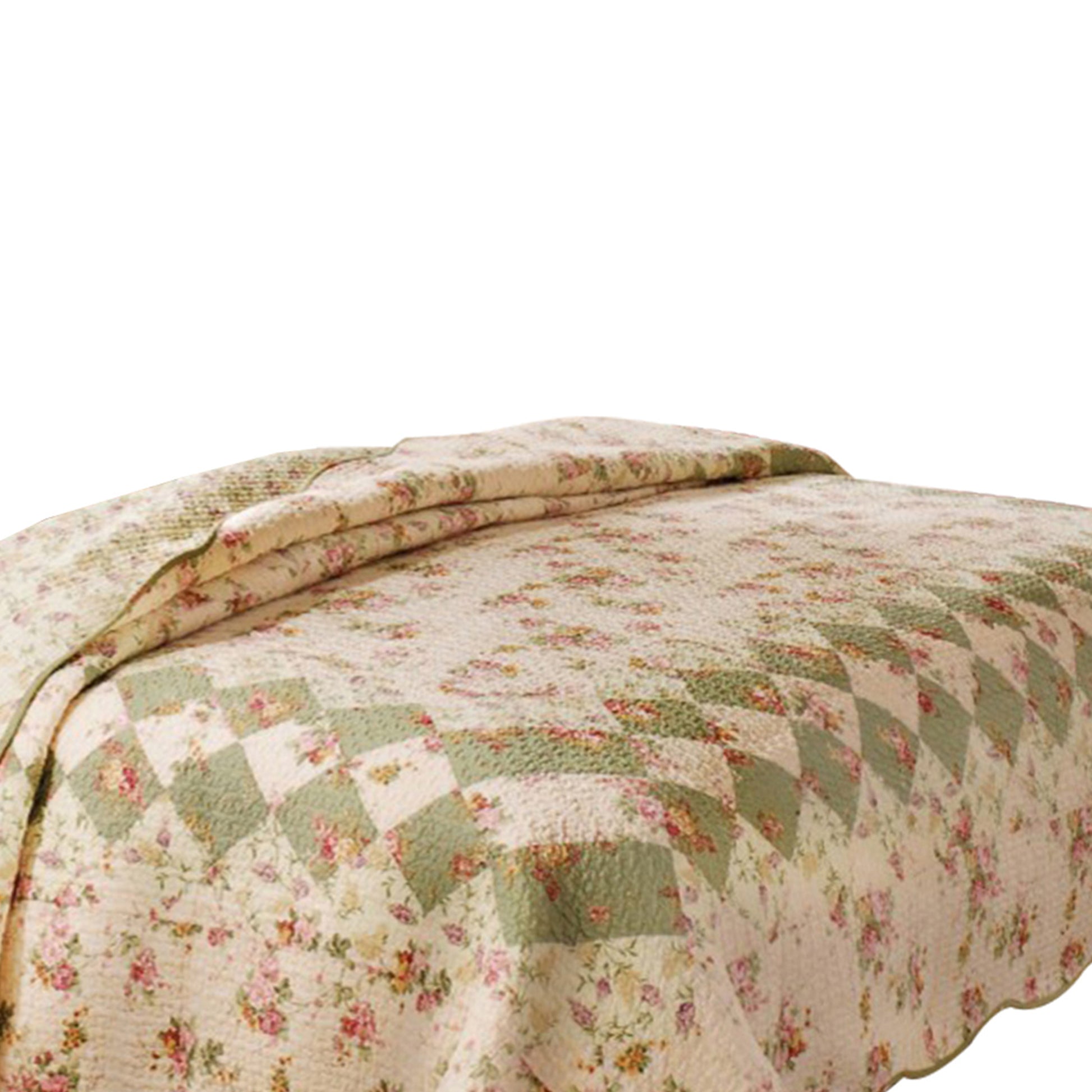 Denali 2 Piece Fabric Twin Size Quilt Set With Floral Prints, Multicolor Multicolor Fabric