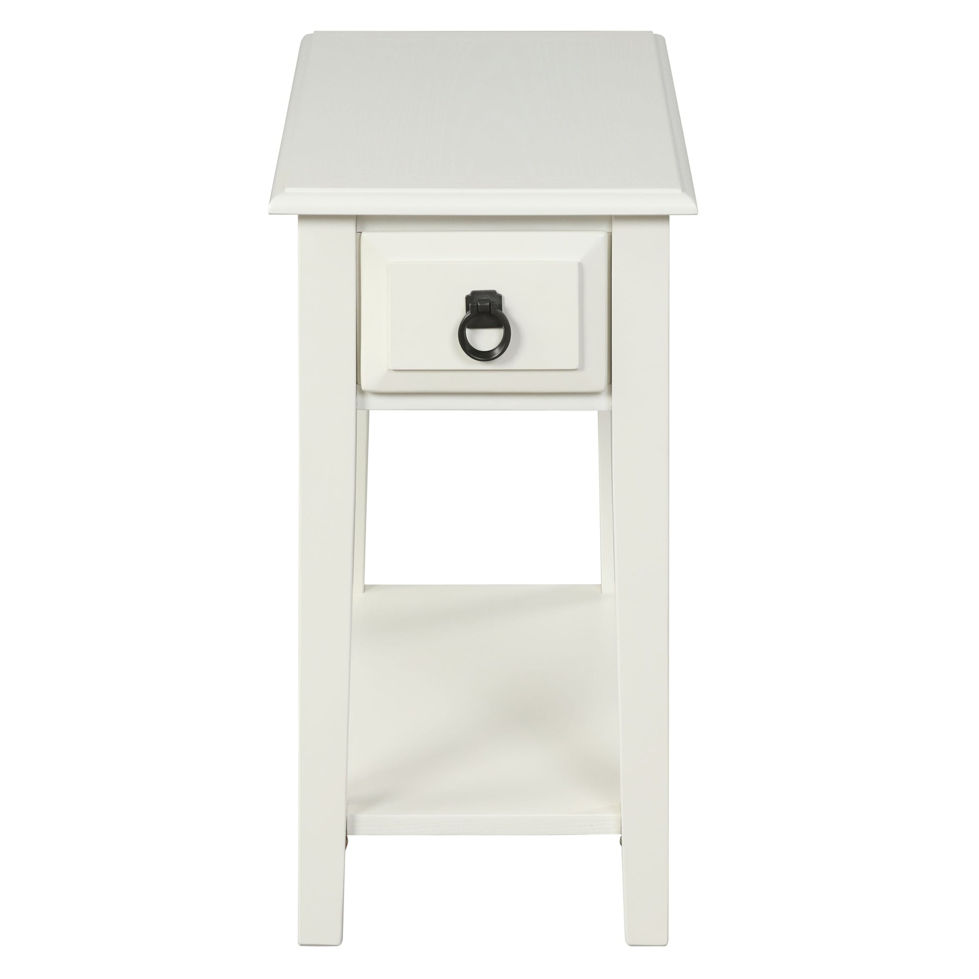 White 1 Drawer Accent Table With Shelf White Primary Living Space Drawers Rectangular Solid Wood