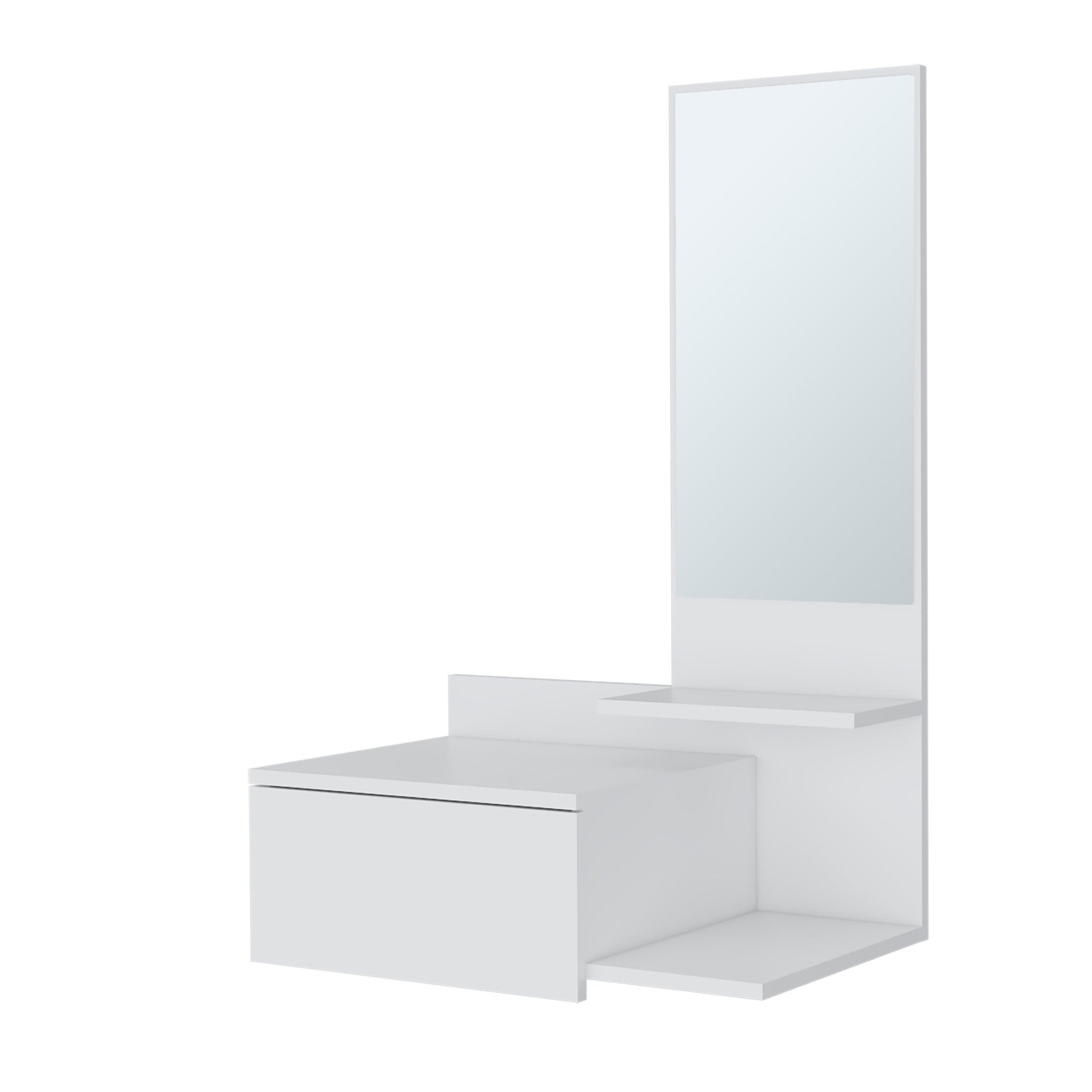 Elgin Floating Vanity With Included Mirror, White White Bedroom Ultra Modern Particle Board Melamine