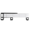 67.7'' 76.4'' Modern Extendable Tv Stand For Tvs Up To 75 Inches, Entertainment Center Media Console With 3 Drawers, Metal Adjustable Legs For Living Room White Black 70 79 Inches Particle Board Mdf