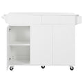 K&K 53.2'' Kitchen Island With Drop Leaf, Kitchen Storage Cart With Spice Rack, Towel Rack And 2 Drawers, Rolling Kitchen Island On Wheels With Adjustable Shelves For Kitchen, Dining Room, White White Brown Kitchen Artsy,Casual,Classic,Minimalist,Modern