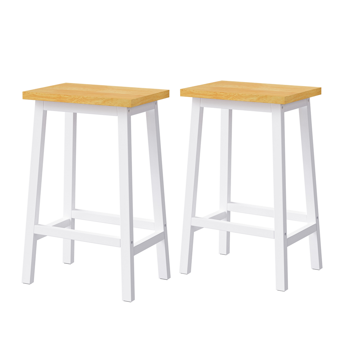 K&K Solid Wood Bar Stools Not Cheap Iron , 25.6" Tall Set Of 2 Bar Chairs, Kitchen Counter Stools With Footrests, Farmhouse Stools For Dining Room, Kitchen, Counter, White White Kitchen Pine Solid