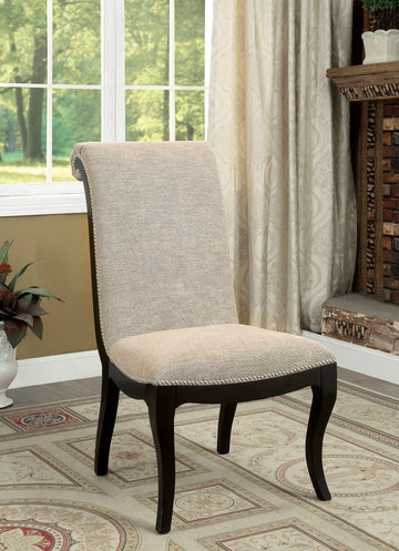 Contemporary Beige Fabric 2Pcs Side Chairs