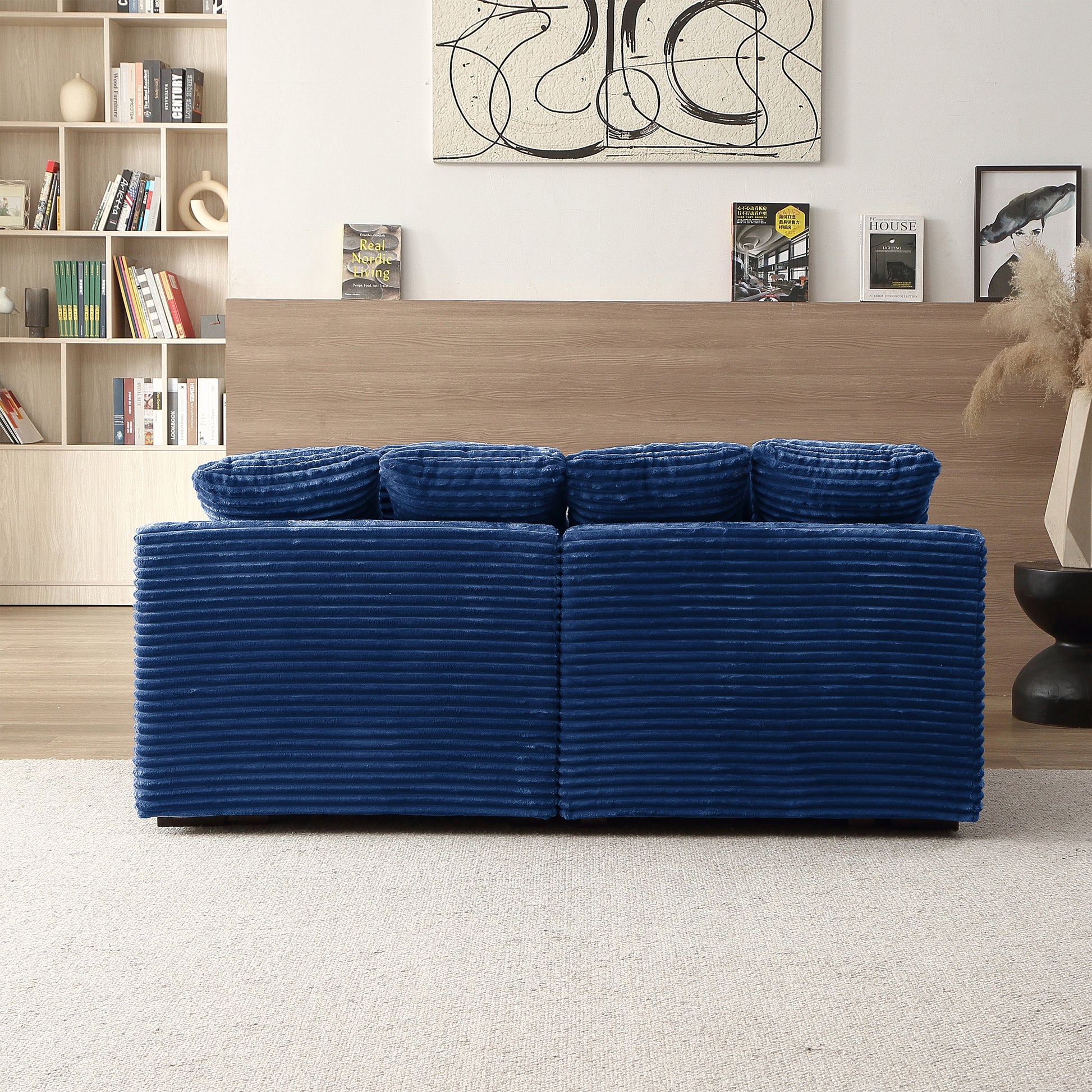 74.8" Modern Luxury Twins Sofa Couch For Living Room Quality Corduroy Upholstery Sleeper Sofa Bed Daybed Navy Blue Navy Blue Corduroy 2 Seat